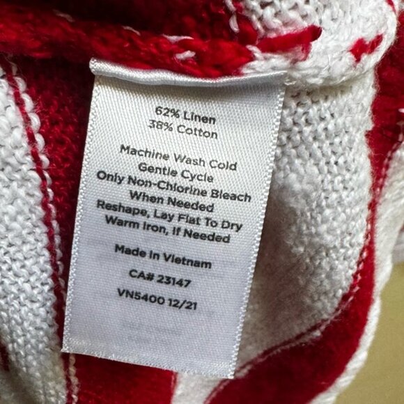 Talbots NEW Stars Stripes Linen Cotton Sweater USA Lightweight Knit Crew Slits M - Picture 11 of 16